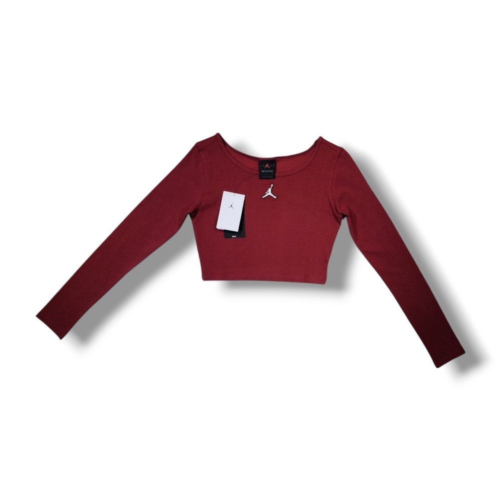 Air Jordan Jumpman Maroon Cropped Tight Fit Long Sleeve‎ Stretch Shirt Women's S